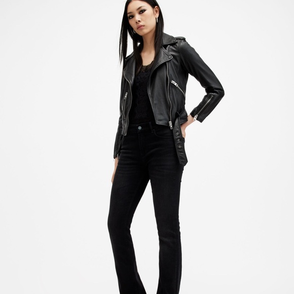 ALL SAINTS BALFERN LEATHER BIKER JACKET MOTO SIZE US 4 BUTTER SOFT - Picture 5 of 12